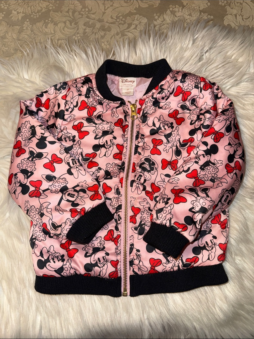Pink Minnie Mouse Kids Bomber Jacket Size 3T